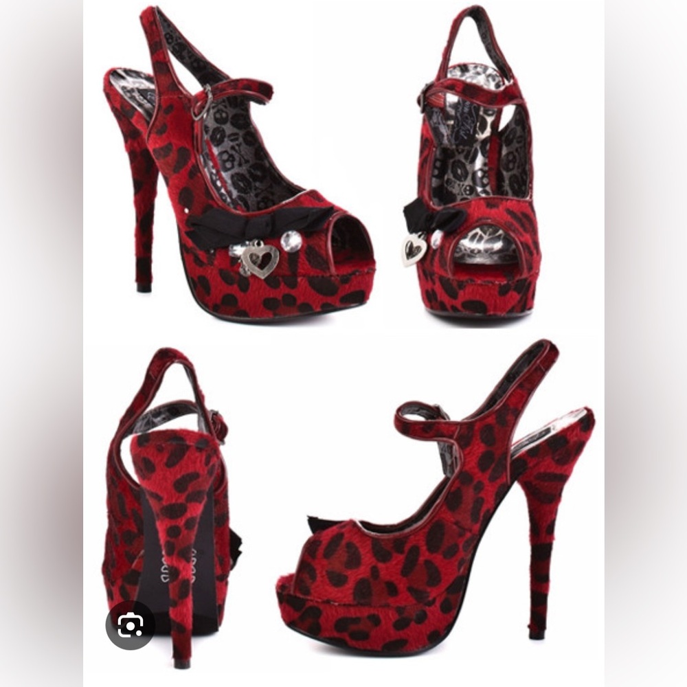 Iron Fist Red Leopard Platform Heels